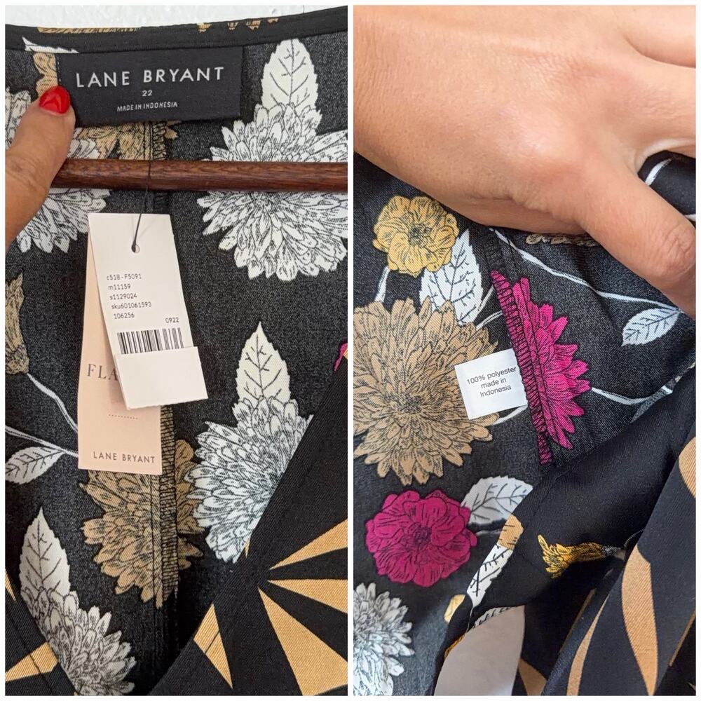 Lane Bryant Floral Geometric Peplum 22 Blouse Top Women’s NWT Boho - Picture 5 of 9